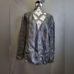 Plus Size Leather Blazer Jacket Sz 3X Dialogue Slit Look Goth Artsy Grunge Rock